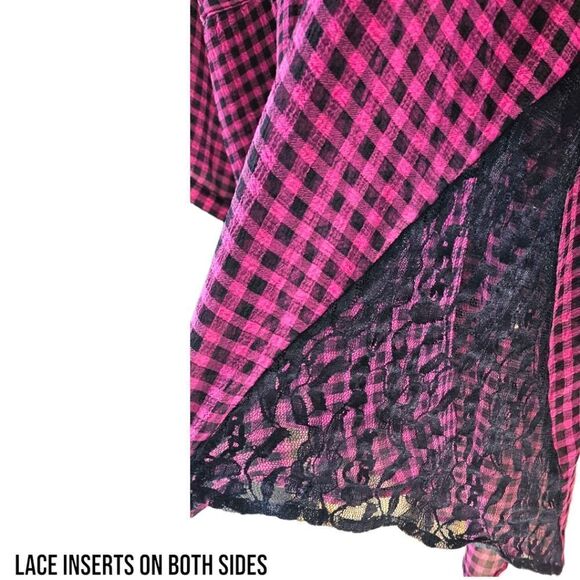 TORRID PLUS SIZE Plaid Lace Button Front Blouse2X - Picture 5 of 13